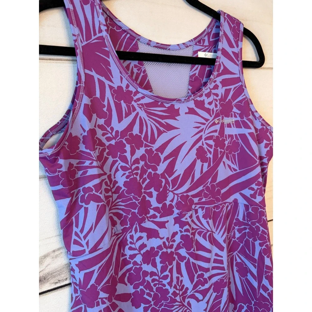 Columbia Womens Purple Tropical Floral Sleeveless Active Hiking Dress Large